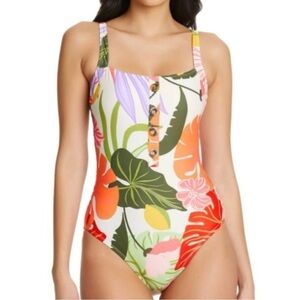 Sanctuary MULTI Button Front Over The Shoulder Mio One Piece Swimsuit, US L